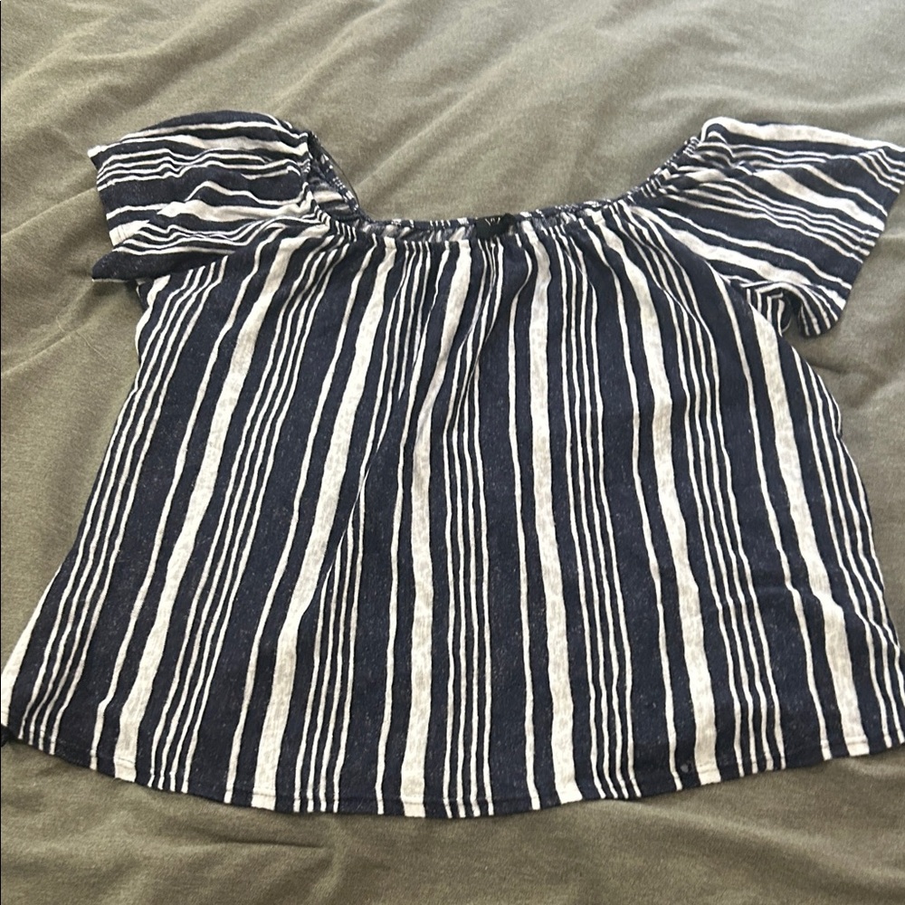 Striped Off-Shoulder Top - Black and White